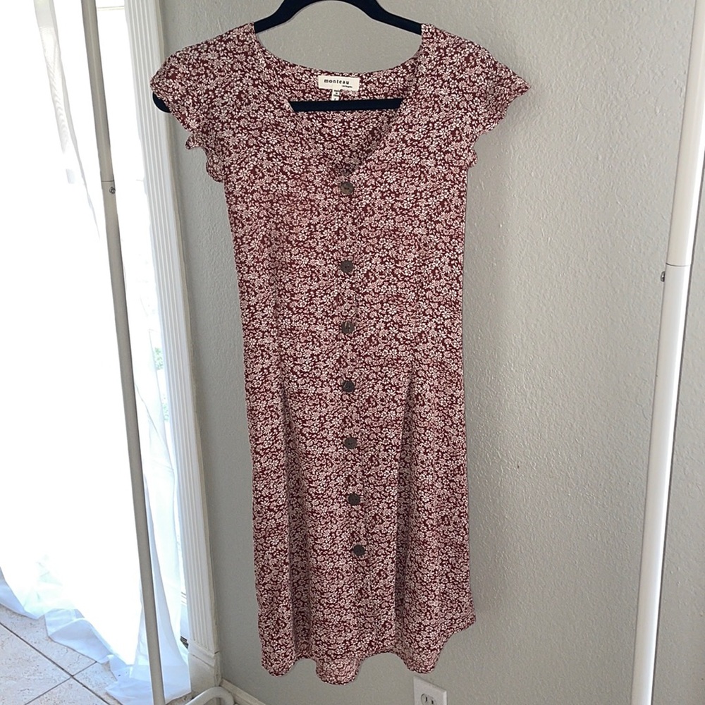 Floral maroon dress from Monteau.